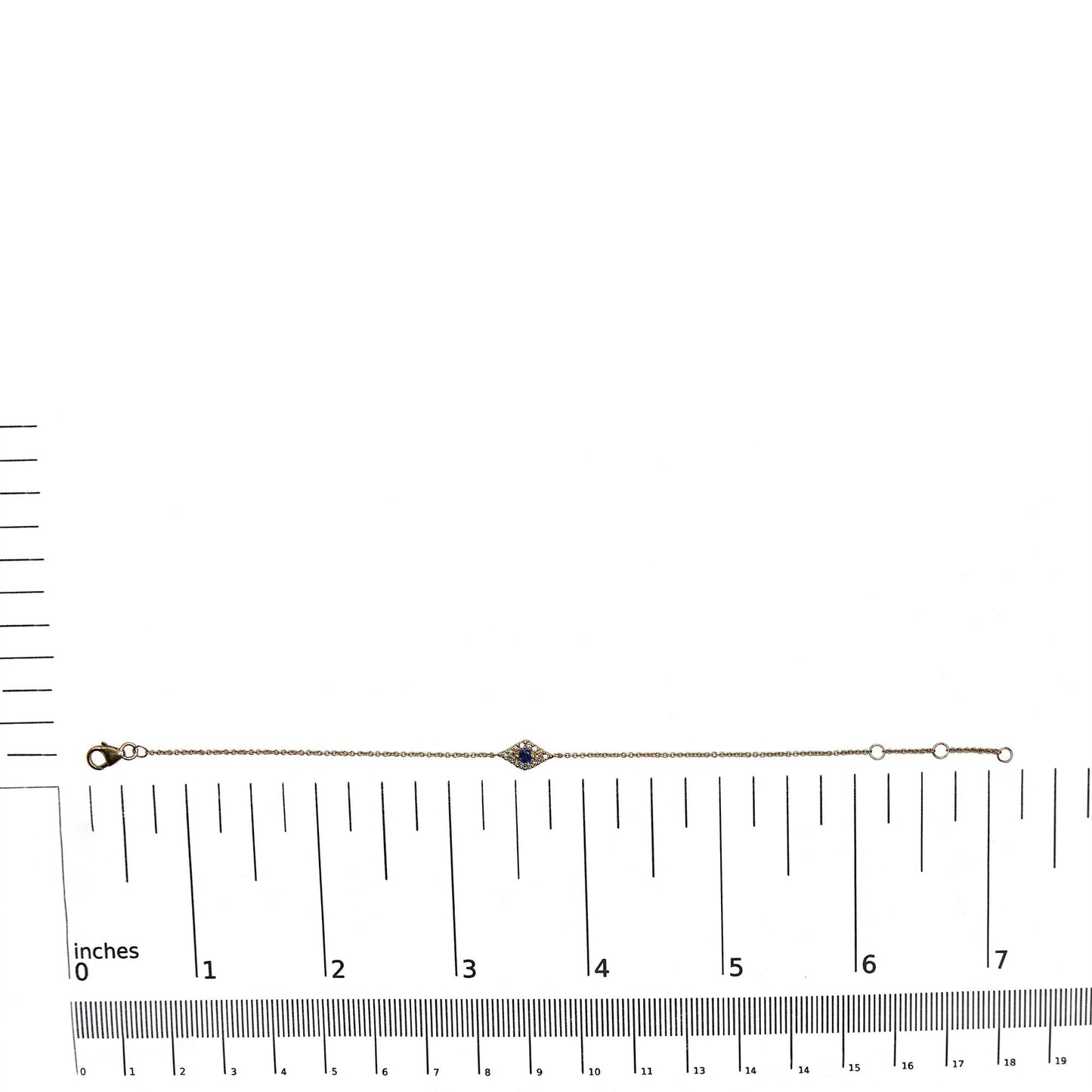 10K Yellow Gold Blue Sapphire and Diamond Accent Evil Eye Station Link Bracelet (H-I Color, I1-I2 Clarity) - Size 7"-4