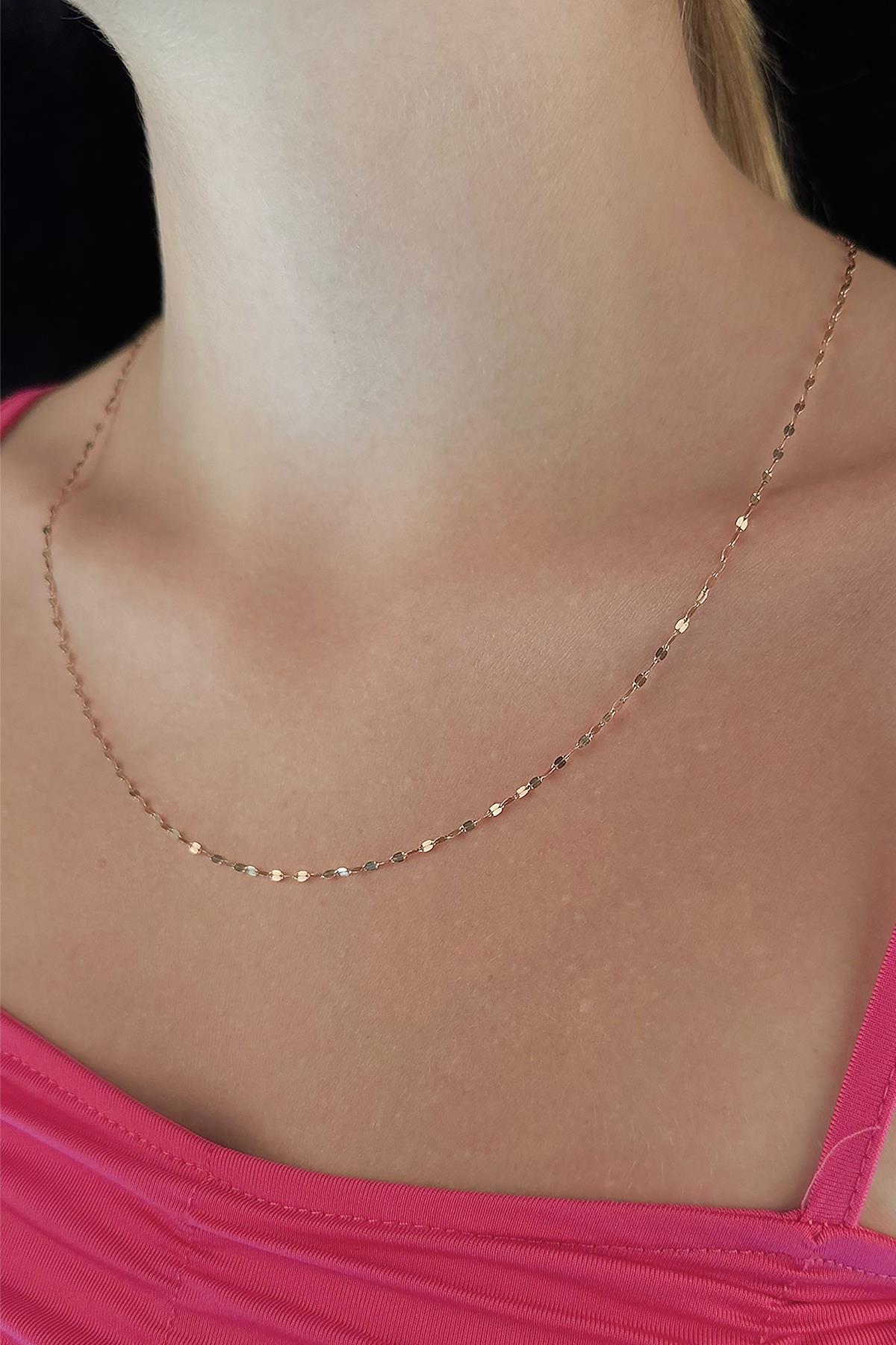 14ct Gold Medium Size Mirror Necklace  0.068 inch-0