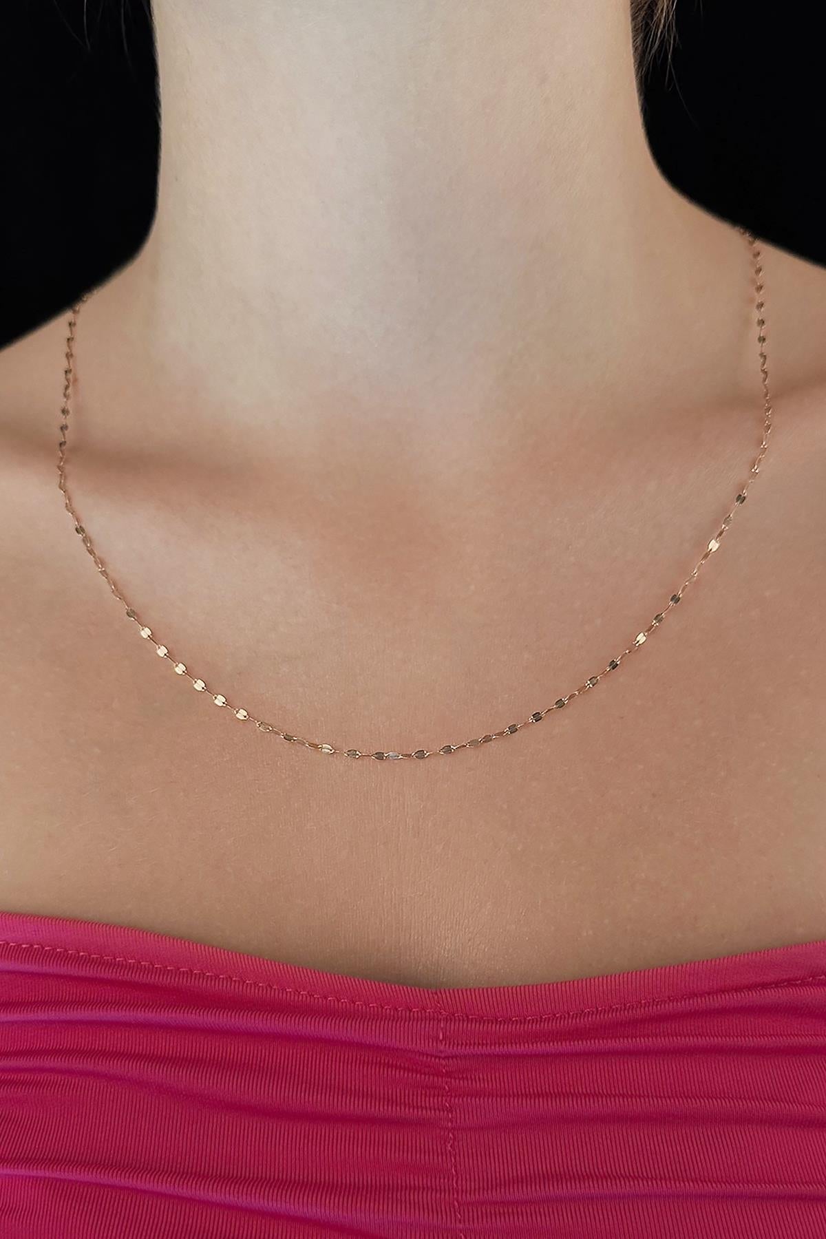 14ct Gold Medium Size Mirror Necklace  0.068 inch-1