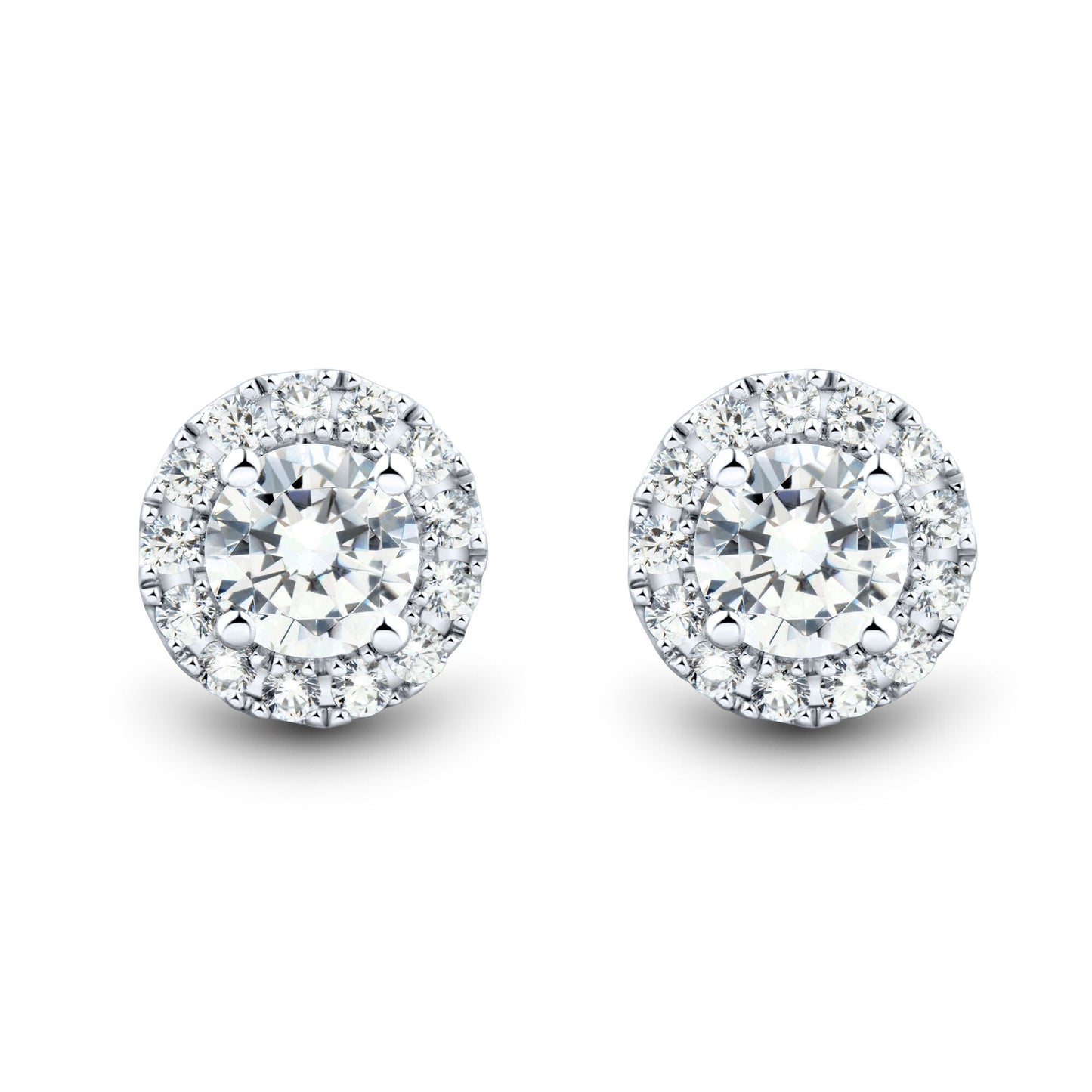 1 CTW AGI Certified Lab Grown Diamond Halo Stud Earrings in 14K White Gold (F-G/VS)-1