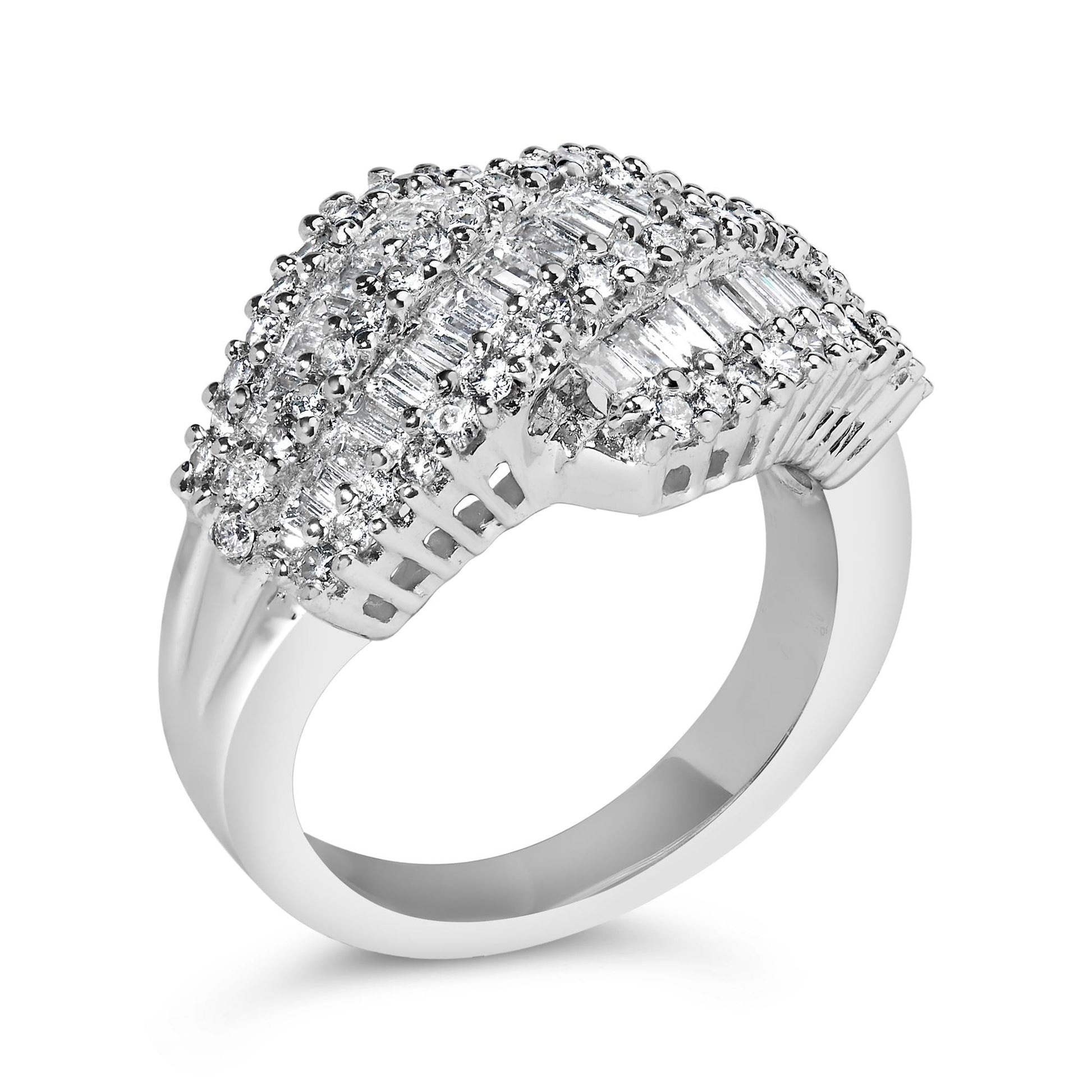 14K White Gold Diamond Cocktail Ring Band (1 3/4 Cttw, H-I Color, SI2-I1 Clarity)-3