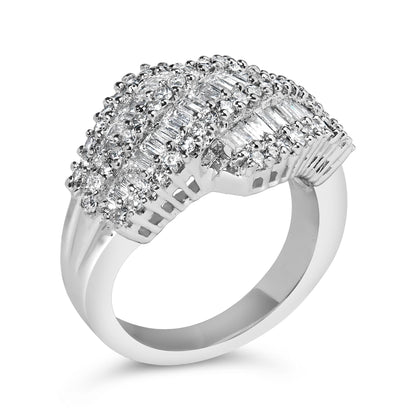 14K White Gold Diamond Cocktail Ring Band (1 3/4 Cttw, H-I Color, SI2-I1 Clarity)-3