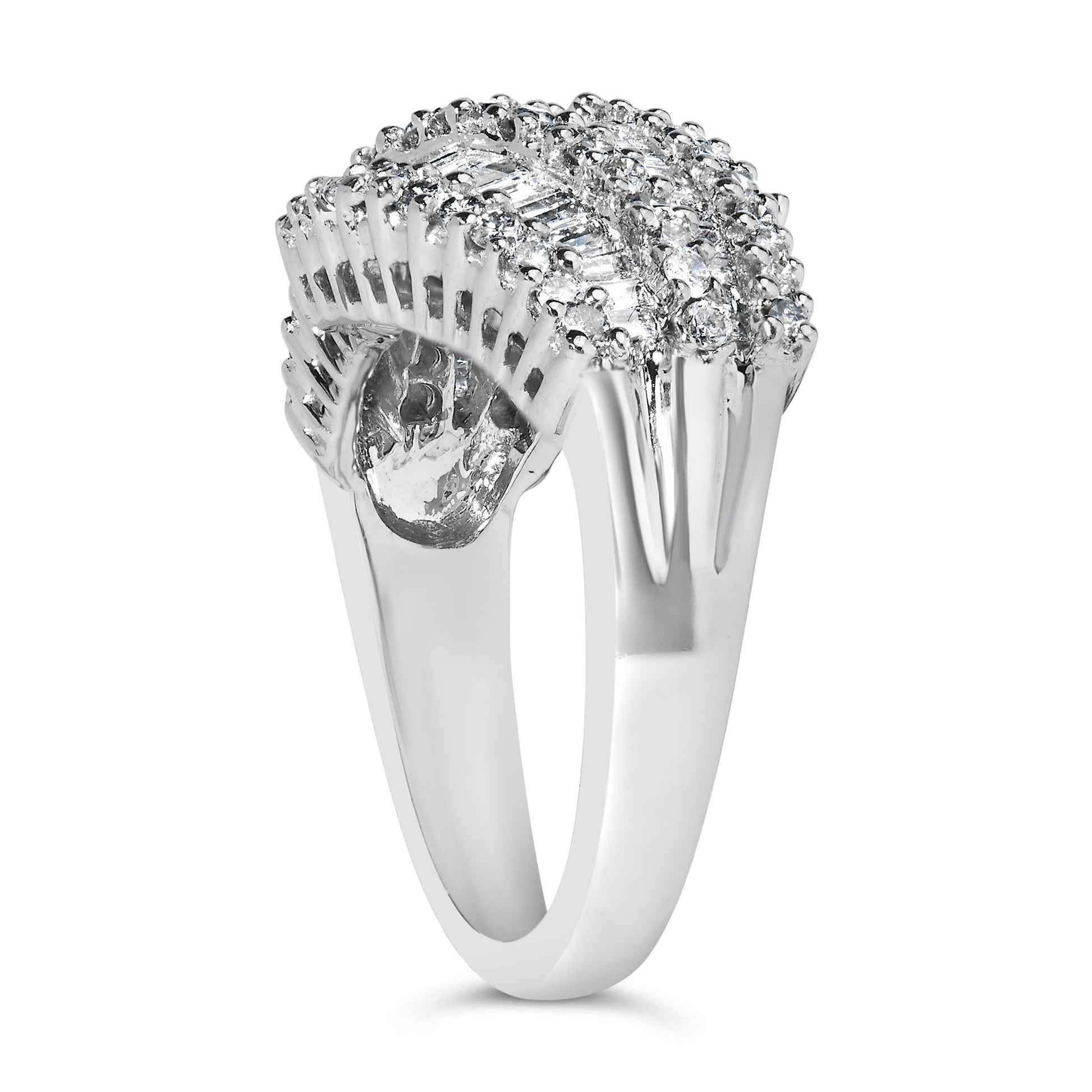 14K White Gold Diamond Cocktail Ring Band (1 3/4 Cttw, H-I Color, SI2-I1 Clarity)-4