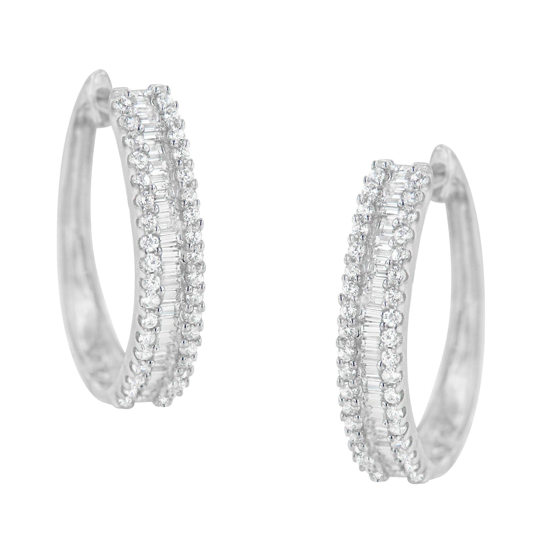 10K White Gold Diamond Hoop Earrings (3/4 cttw, I-J Color, I2-I3 Clarity)-0