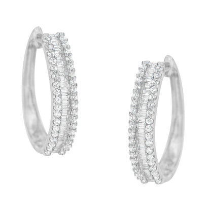 10K White Gold Diamond Hoop Earrings (3/4 cttw, I-J Color, I2-I3 Clarity)-0