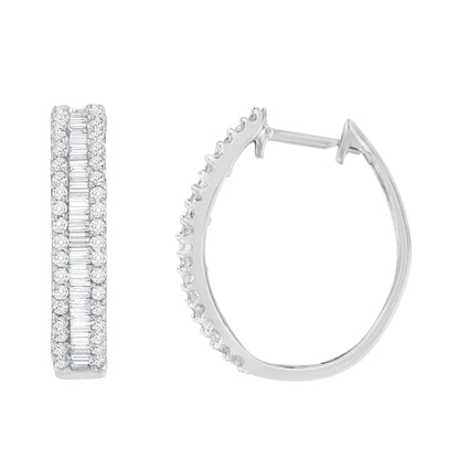 10K White Gold Diamond Hoop Earrings (3/4 cttw, I-J Color, I2-I3 Clarity)-1