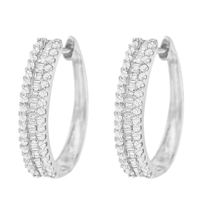 10K White Gold Diamond Hoop Earrings (3/4 cttw, I-J Color, I2-I3 Clarity)-4