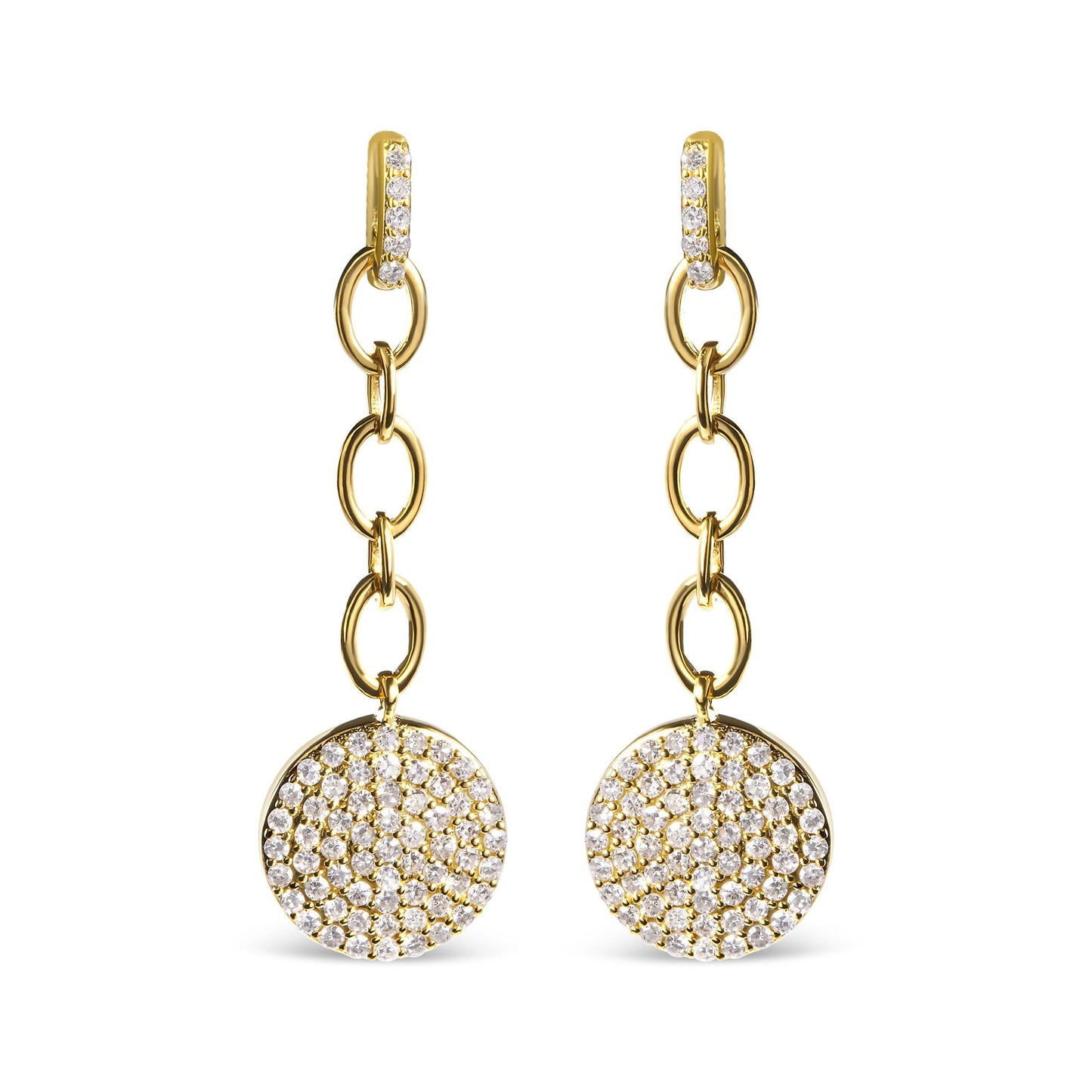 14K Yellow Gold 1.0 Cttw Diamond Chain Cluster Dangle Chain Earrings (I-J Color, I1-I2 Clarity)-0