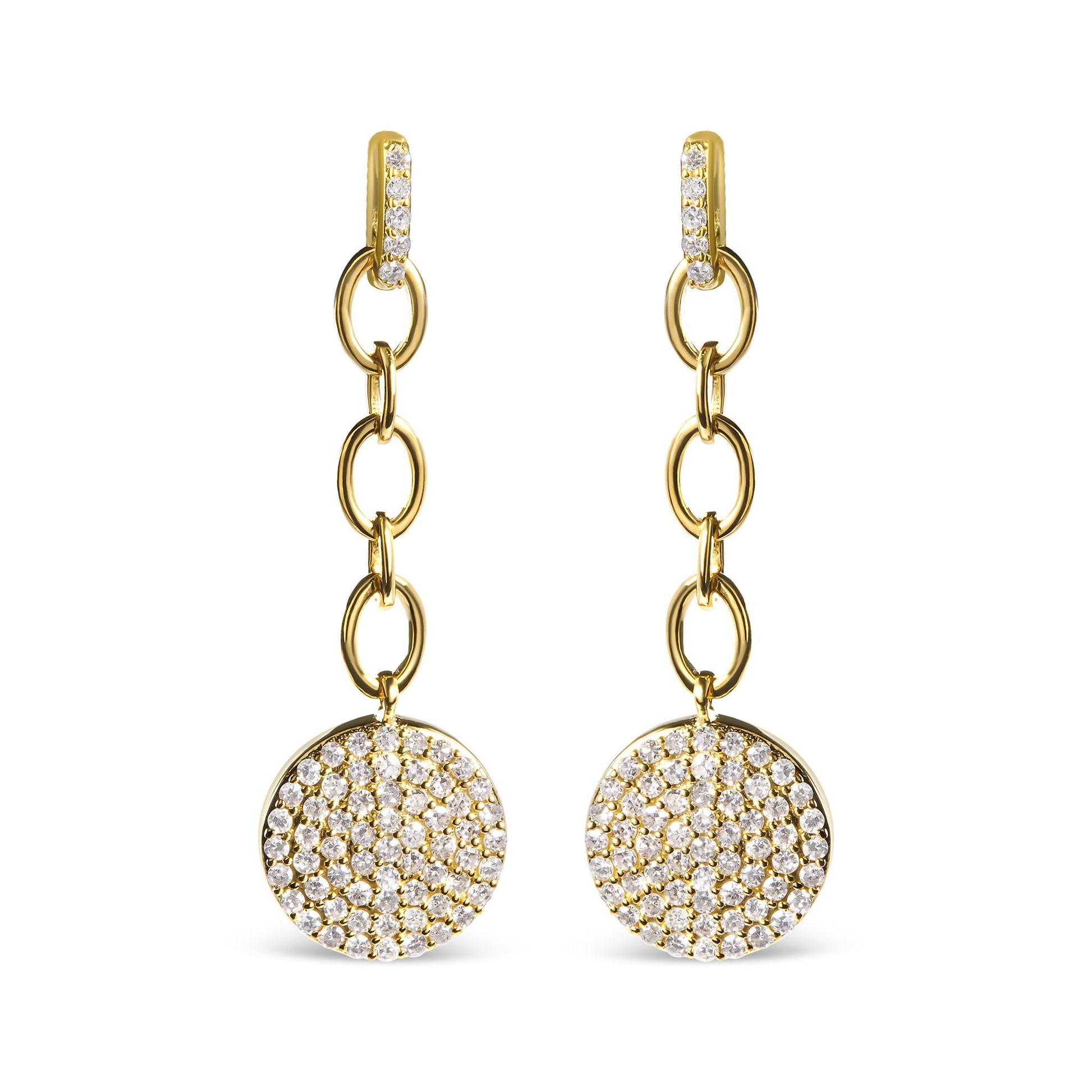 14K Yellow Gold 1.0 Cttw Diamond Chain Cluster Dangle Chain Earrings (I-J Color, I1-I2 Clarity)-0