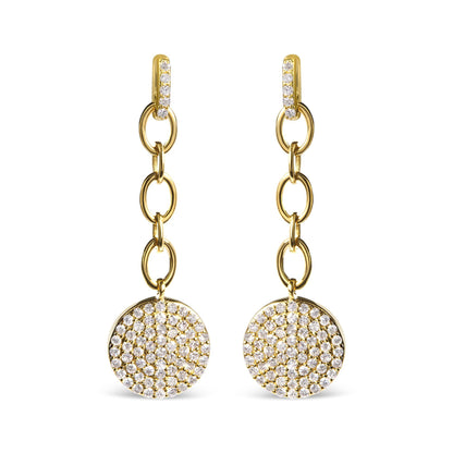 14K Yellow Gold 1.0 Cttw Diamond Chain Cluster Dangle Chain Earrings (I-J Color, I1-I2 Clarity)-0