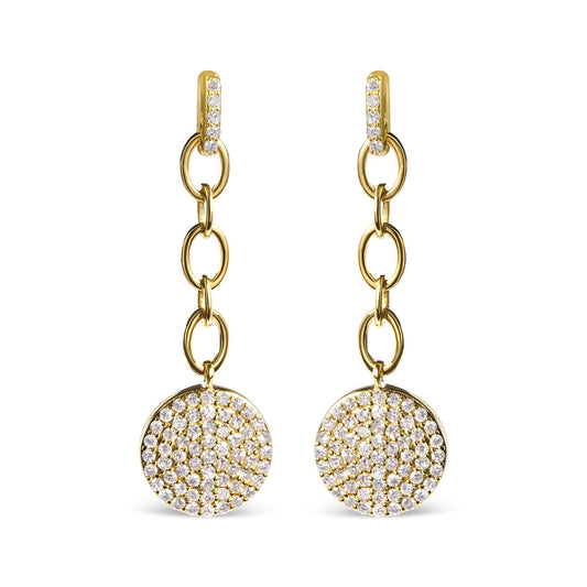 14K Yellow Gold 1.0 Cttw Diamond Chain Cluster Dangle Chain Earrings (I-J Color, I1-I2 Clarity)-0