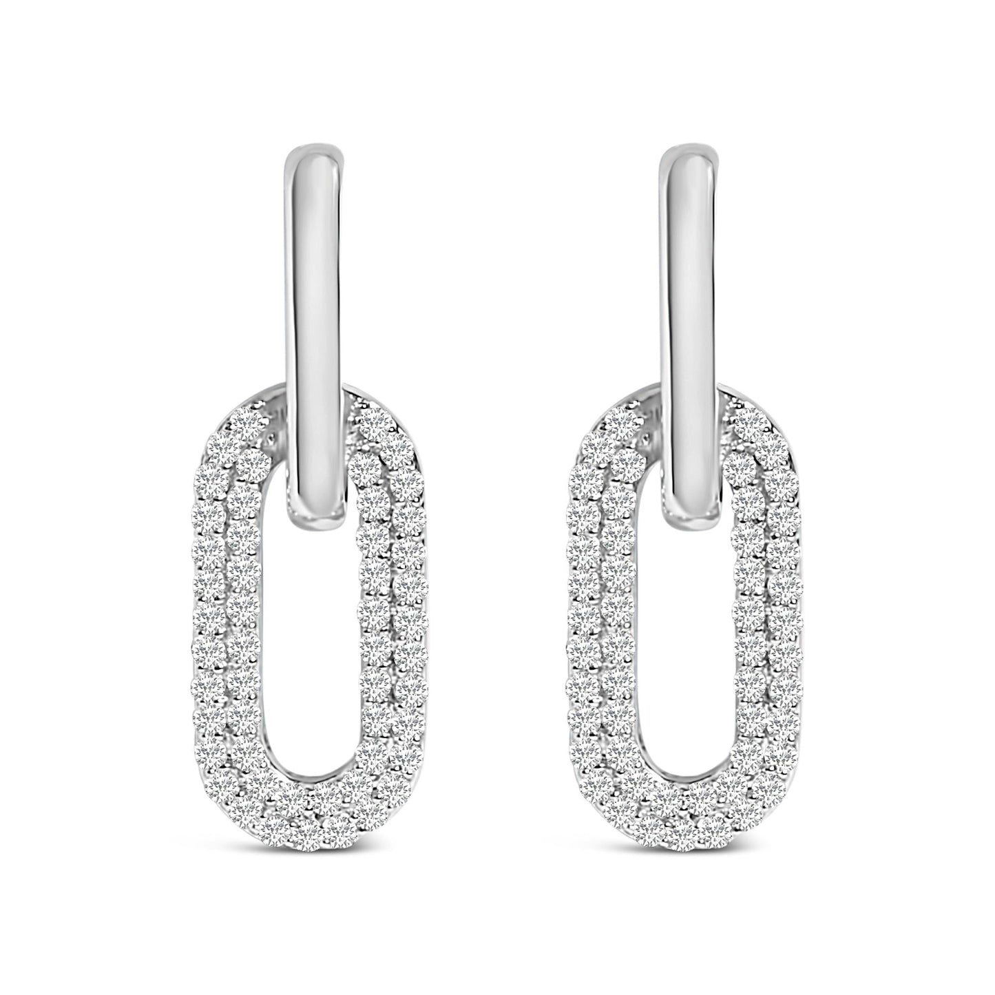 10K Gold 1/2 Cttw Lab Grown Diamond Dangling Paperclip Drop Earrings-1