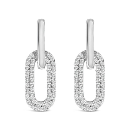 10K Gold 1/2 Cttw Lab Grown Diamond Dangling Paperclip Drop Earrings-1