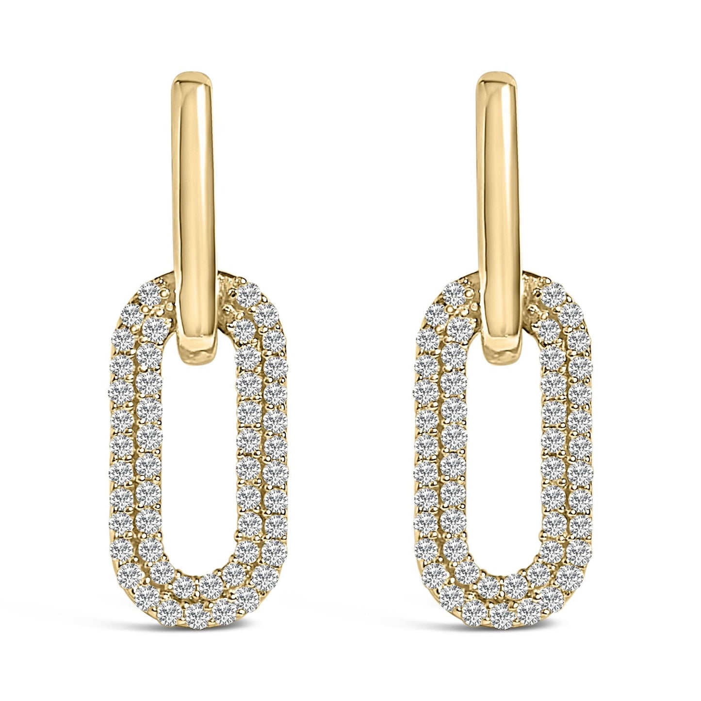 10K Gold 1/2 Cttw Lab Grown Diamond Dangling Paperclip Drop Earrings-0