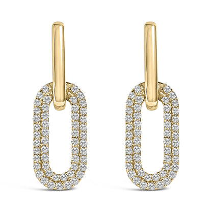 10K Gold 1/2 Cttw Lab Grown Diamond Dangling Paperclip Drop Earrings-0