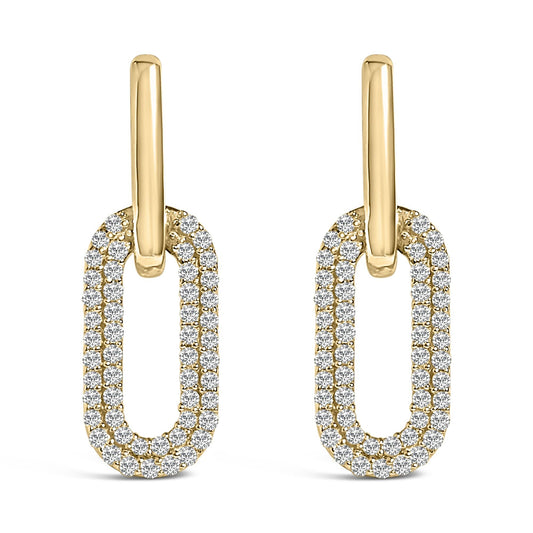 10K Gold 1/2 Cttw Lab Grown Diamond Dangling Paperclip Drop Earrings-0