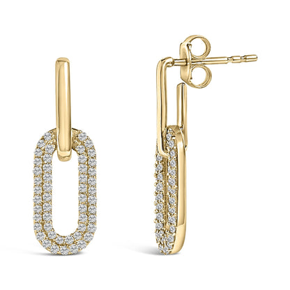 10K Gold 1/2 Cttw Lab Grown Diamond Dangling Paperclip Drop Earrings-2